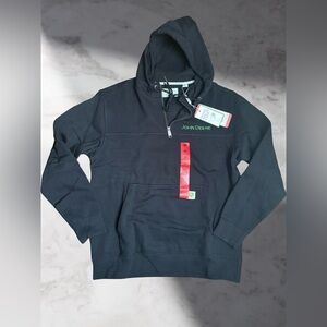 John Deere Men's Quarter Zip Hoodie Color Black Size Medium